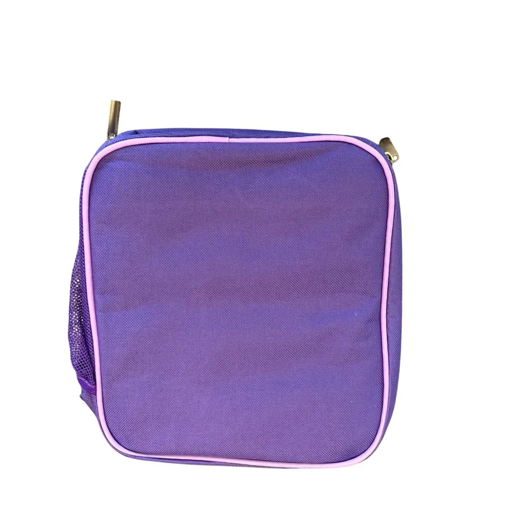 Genteen Purple Insulated Lunch Bag Quilted with Handled and Mesh Side Pocket